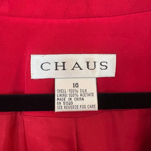 Chaus bright red silk womens blazer jacket SIZE 10 - Picture 3 of 4